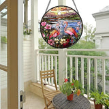 Stained Glass Window Hanging - Flamingo Wildflowers Landscape Suncatcher for Door Terrace Garden Home Decor Sunset Lake Sun Catcher Birthday Gifts for Lovers Women Men Dad Mom Nana 7.8 in