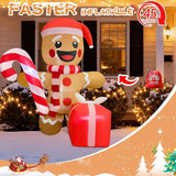 5.5FT Christmas Inflatable Gingerbread 5.5FT Gingerbread Man Inflatable Christmas Outdoor Decoration Xmas Gingerbread Blow Up Decor with Built-in 4 LED for Yard Garden Lawn(with Storage Bag)
