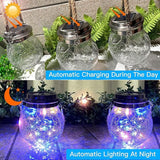 Hang Outdoor Solar Lights Waterproof, 2 Pack 30LED Cracked Glass Ball Decorative Lanterns, Solar Powered Landscape with Handle for Yard Patio Fence House Holiday Decor, Birthday Gift for Women