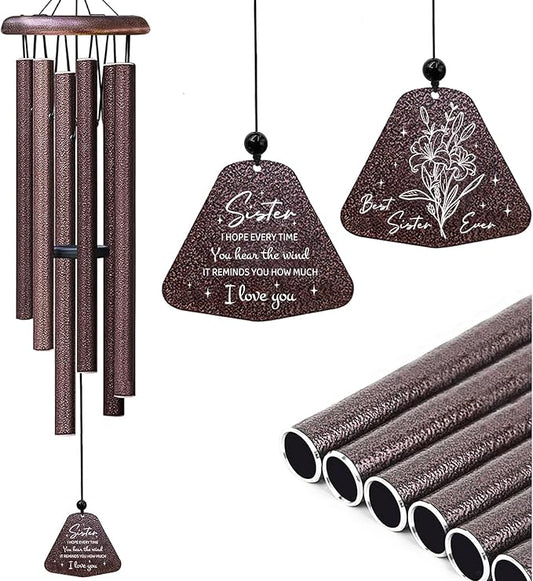 Sister Gifts Wind Chimes 32", Gifts for Sisters, Big Sister Birthday Gift from Sis/Brothers, Christmas Mothers Valentines Day Graduation Gift for Sisters, Best Sis Ever Presents for Women