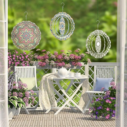 Weysat 10 Pack Sublimation Wind Spinner Blanks 3D Aluminum Wind Spinners Hanging Spinners DIY Crafts Ornaments for Indoor Outdoor Garden Yard Window Porch Front Door Decoration (8 Inch)