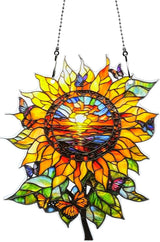 Sunflower Butterfly Ornaments Colorful Window Hanging Decorations Home Wall Decor for Indoor Outdoor