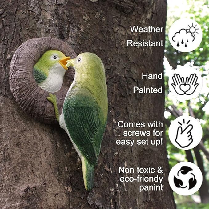 Garden Statues Resin Bird Figurines Art Sculpture, Hanging Garden Statue Tree Peeker Ornament for Patio Lawn Porch Yard Outdoor Decorations Yard Ornaments Decor