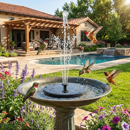 Yeomi Solar Fountain, Floating Solar Water Pump for Bird Bath, Outdoor Water Fountain No Battery or Electricity Needed, Easy to Use for Garden, Pond, Patio