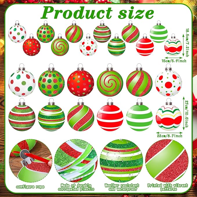 Huwena 24 Pcs Christmas Outdoor Decorations Hanging Ornaments Christmas Yard Signs Double Sided Lawn Decorations for Xmas Party Porch Lawn Decor (Novel Style)