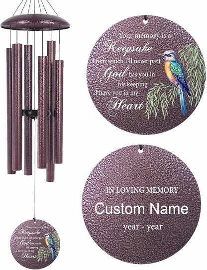 Personalized 30/36/45 inch Deep Tone Wind Chimes Memorial for Loss of Loved One, Mom, Dad, Sympathy Gifts for Loss Lover Remembrance Bereavement Funeral