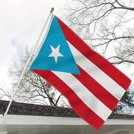 3x5 Feet Light Blue Puerto Rico Flag Tapestry Puerto Rican National Flags with 2 Brass Grommets for Indoor Outdoor Yard House Garden Decor Vivid Color Durable Polyester