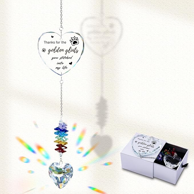 Dog Memorial Gifts for Loss of Dog, Pet Memorial Suncatcher, Pet Sympathy Gifts, Heart Shaped Suncatcher with Personalized Words, Remembrance Bereavement Gift for Loss of Dogs Cats