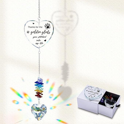 Dog Memorial Gifts for Loss of Dog, Pet Memorial Suncatcher, Pet Sympathy Gifts, Heart Shaped Suncatcher with Personalized Words, Remembrance Bereavement Gift for Loss of Dogs Cats