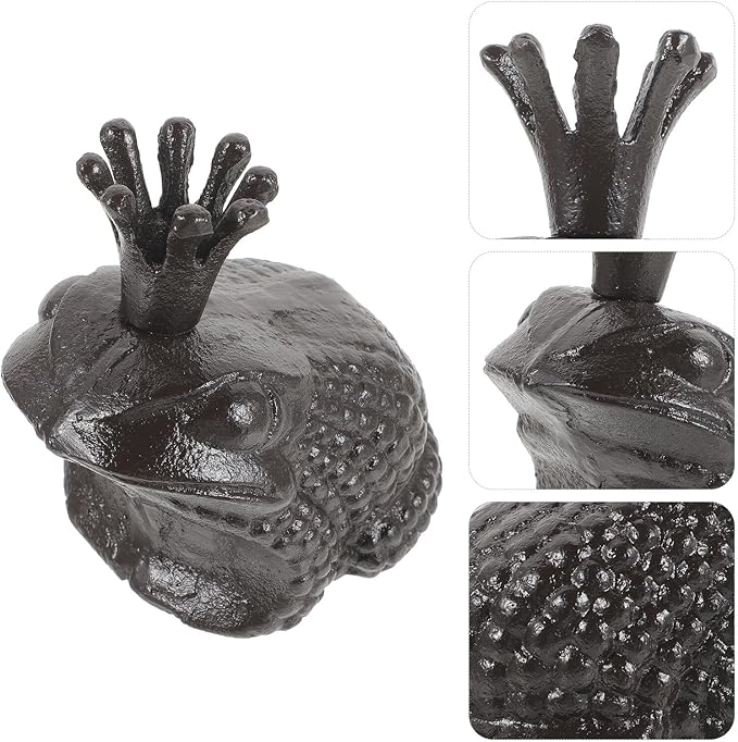 Toyvian Iron Frog Sculpture Cute Garden Statue Tabletop Decor with Vivid Design Stable and Easy to Clean for Home and Outdoor Display
