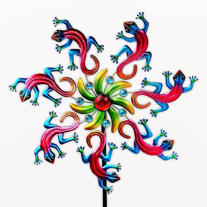 58" Lizard Wind Spinner with Metal Garden Stake, Larger Wind Sculptures for Yard and Garden Lawn Patio Decor(Purple-red)