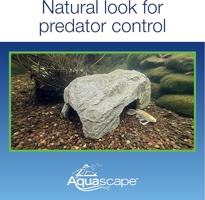 Aquascape Faux Rock Fish Cave, Decorative Shelter for Koi and Pond Fish, Natural-Looking Rock Design, 25-inch L x 15-inch W, 78418