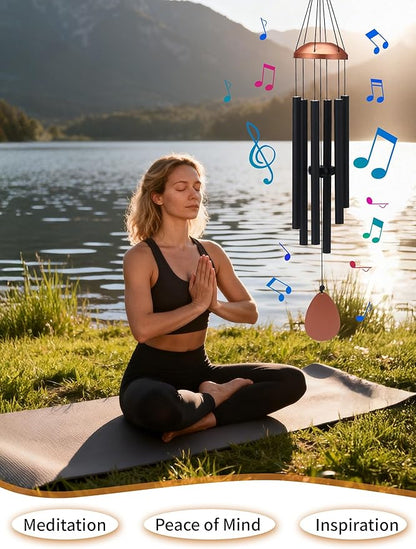 Large Alu Wind Chimes 37 Inch Zen Atmosohere A Gift for Mon Neighbor Suit for Garden Outdor Yoga Patio Decoration Unisex Black