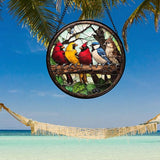 Stained Glass Window Hanging Cardinal on Branch Large 15" - Brown Suncatcher Door Garden Patio Sun Catcher Home Decor Christmas for Bird Lovers Mom Woman Grandma Men Nana