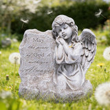basen Memorial Angel Statue for Grave, Praying Child Angel Figurine with Engraved Message, Resin Cemetery Decoration for Outdoor Lawn Yard, Sympathy Gift, Remembrance Garden Decor