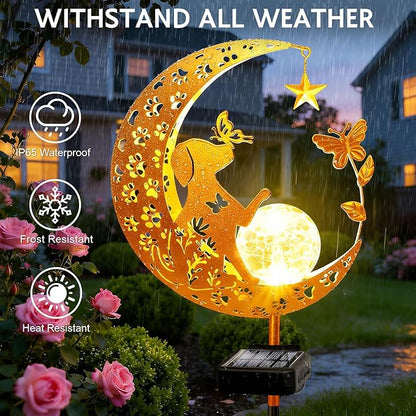 ZNYCYE Solar Lights Outdoor Decorative Moon Dog Butterfly Solar Stake Lights Birthday Mothers Day Gifts for Mom Women Grandma, Garden Decor Waterproof for Walkway, Yard, Lawn, Patio (Warm White)