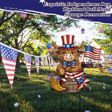 Amyhill 4th of July Highland Cow Outdoor Decor Patriotic Star Metal Garden Stakes Decorative Red White Blue Calf Lovers Yard Signs with Stakes for Independence Day Memorial Day Garden Lawn Decorations