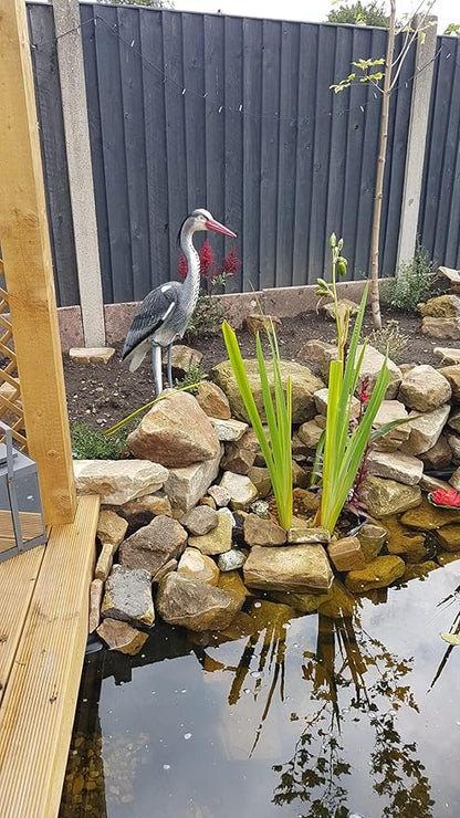 Pond H2o Blue Heron Decoy with Legs & Stake 30'' (76cm) Tall, Adult Blue Heron Statue for Backyard Koi Fish Ponds, Yards & Water Gardens