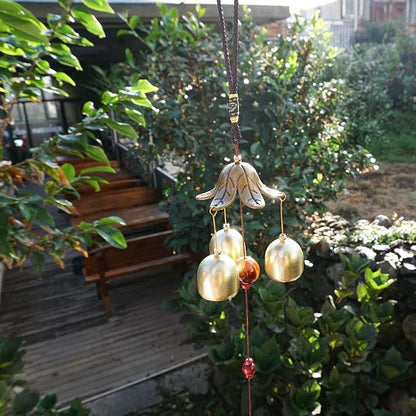 Banfeng 2 Pack Lucky Wind Chimes 3 Bells Feng Shui Wind Bell with S Hook for Good Luck Home Garden Hanging Decoration Gift