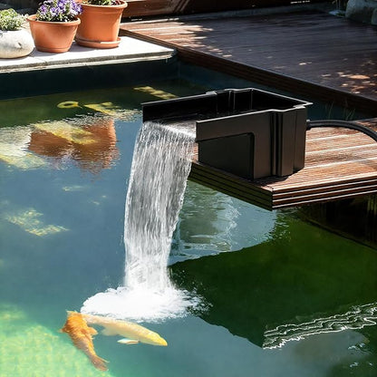 Buzzlett Waterfall Spillway with 8 inch Wide Weir, Smooth Flow Pond Waterfall Box, Easy Installation, Durable Construction, Long-Lasting for Outdoor, Ideal for Gardens, Pond Water Features and Streams