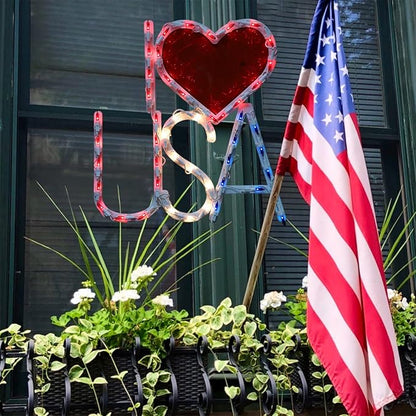 LAMPHOME 50L Patriotic Window Lights, July 4th Independence Day Decorations, Fourth of July USA Window Lights, Outdoor & Indoor 4th of July Window Lights for Home, Porch, Memorial Day Decor