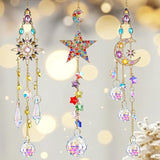 H&D HYALINE & DORA 3Pcs Sun Catchers with Crystals Glass Prisms Rhinestones Suncatcher Rainbow Maker Pendant Indoor Window Home Car Decor Gift(Star, Sun, Moon)