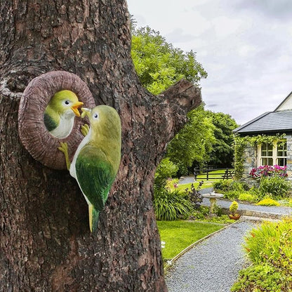 Garden Statues Resin Bird Figurines Art Sculpture, Hanging Garden Statue Tree Peeker Ornament for Patio Lawn Porch Yard Outdoor Decorations Yard Ornaments Decor