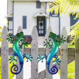 HONGLAND Metal Gecko Wall Art 15 Inch Lizard Outdoor Decor Lizards Garden Sculpture for Yard Fence 2 Pack