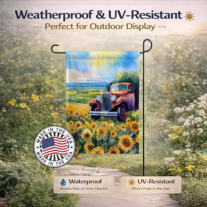 Caroline's Treasures Kansas Sunflowers in Watercolor Garden Flag Mailbox Flag Decorative Yard Flag Banner Outside Patio Artwork Yard Flower Beds, Garden Size, Multicolor