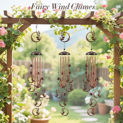 Fairy Wind Chimes for Outside, Metal Wind Chimes Outdoor with 4 Aluminum Tubes Metal Windchimes with S Hook Memorial Windchimes Hanging Garden Decor for Home, Patio, Birthday Gifts Memorial Gift