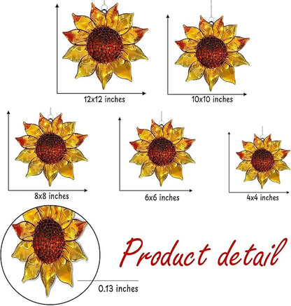 Sunflower Acrylic Suncatcher, Flower Suncatchers for Window Hangings, Stained Glass Effect Garden Decor, Gift for Mother's Day, Mom, Grandma, Wife, Women