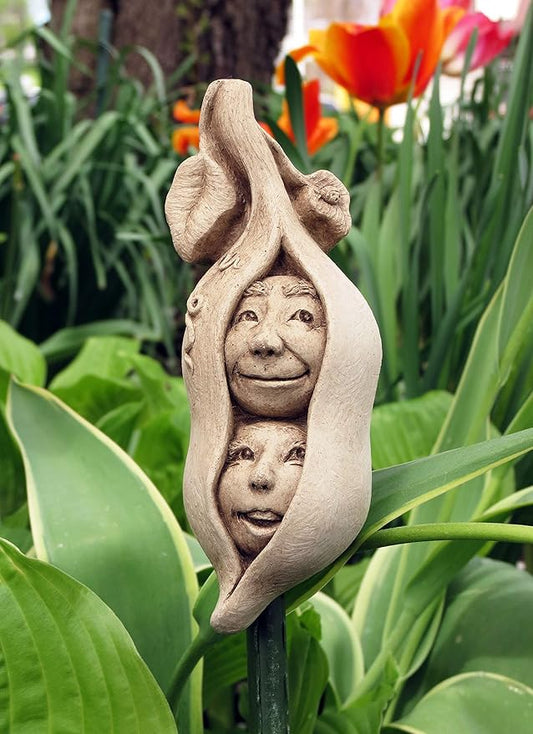 Carruth Studio Two Peas Figurine - Two Peas in a Pod Stone Sculpture, Vegetable Patch Decor, Kitchen Gift for Chef or Cook, Garden Display with Character, 5.75"