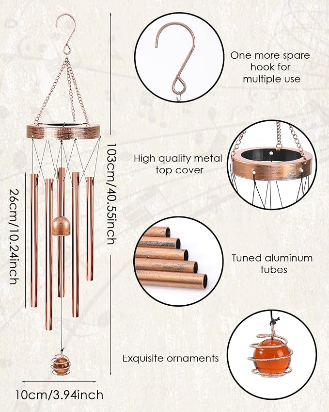 German Shepherd Gifts Windchimes - Metal Wind Chimes for Outside with Solar Lanterns Indoor Outdoor Hanging Waterproof Lights Garden Patio Decor Birthday Gift for Women Mom Wife Dog Lover