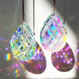 HDCRYSTALGIFTS Set 2 Crystal Sun Catcher Prisms Pendant for Window Hanging Decor,3inch AB Colored Crystal Suncatchers Rainbow Maker Light Catcher for Home Indoor Garden Christmas Tree Ornament