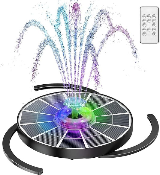 AISITIN 4W Solar Fountain with Lights, Chargeable Solar Bird Bath Fountains Built-in 2200mAh Battery, 2026 Upgrade Glass Panel Solar Water Pump for Bird Bath, Garden, Pond, Pool, Fish Tank, Aquarium
