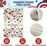Baccessor Patriotic 4th of July House Flag 28x40 Inch Double Sided Burlap,Memorial Day Welcome American Red and Blue Flower Large Flag Summer Holiday Porch Patio Seasonal Outdoor Outside Decoration