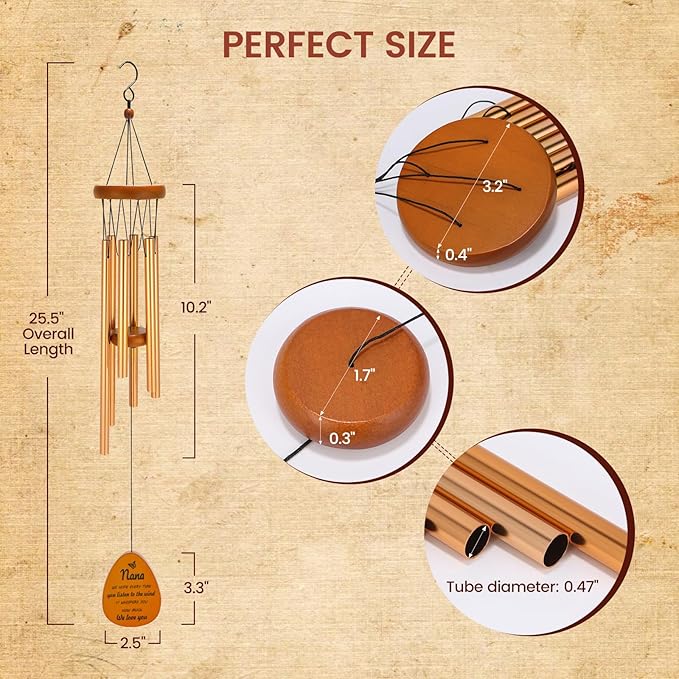 Gift for Nana from Grandkids Unique Outdoor Windchimes, Thoughtful Gifts Ideas for Christmas, Thanksgiving, Mother's Day & Birthday