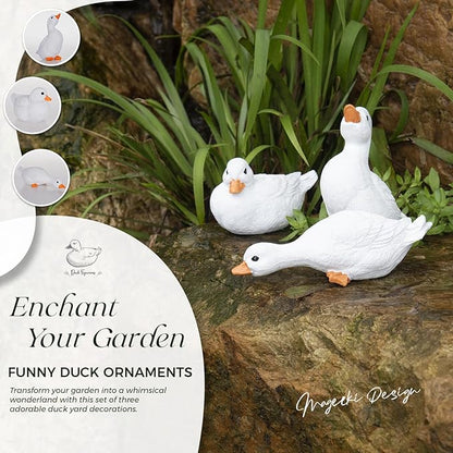 Duck Yard Decorations Outdoor Ornaments, Goose Statue Duck Figurine Garden Statues Resin Animal Figurines, Duck Decor for Garden, Porch, Patio, Lawn, Home (Set of 3)