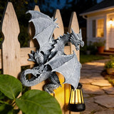 Dragon Tree Hugger Solar Garden Statue - 11 Inch Outdoor Yard, Patio, Porch Decor - Unique Birthday Housewarming Gift for Dad, Mom, Men, Women