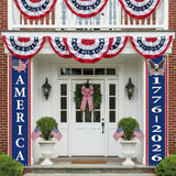 4th of July Decorations Outdoor - 250th Anniversary Decorations 2 Pack Patriotic Porch Banners for Independence Day - USA Spirit 1776-2026 US Birthday Hanging Flag Front Door Porch Signs Indoor Outdoor