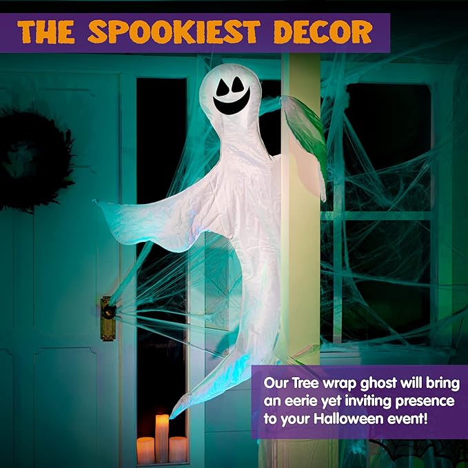 JOYIN Halloween Tree Wrap Ghost Decoration Outdoor, Smiling Hanging Ghost Decorations for Halloween Lawn, Tree Decor, Party Supplies