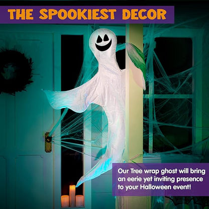 JOYIN Halloween Tree Wrap Ghost Decoration Outdoor, Smiling Hanging Ghost Decorations for Halloween Lawn, Tree Decor, Party Supplies