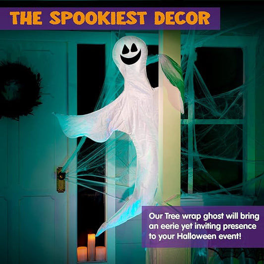 JOYIN Halloween Tree Wrap Ghost Decoration Outdoor, Smiling Hanging Ghost Decorations for Halloween Lawn, Tree Decor, Party Supplies