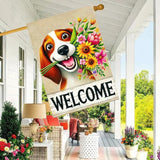 BlissYard Welcome Spring Summer Garden Flag 12x18 Inch Double Sided Beagle Puppy Dog Daisy Seasonal Garden Flag Decoration Yard Small Flag For Rustic Farmhouse Outdoor Banner Party Home Decor