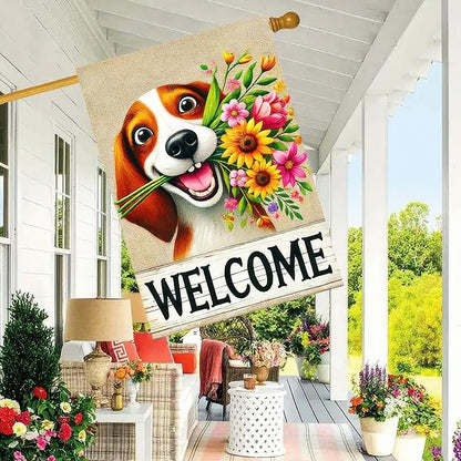 BlissYard Welcome Spring Summer Garden Flag 12x18 Inch Double Sided Beagle Puppy Dog Daisy Seasonal Garden Flag Decoration Yard Small Flag For Rustic Farmhouse Outdoor Banner Party Home Decor