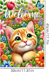 BlissYard Spring Cat Garden Flag 12x18 Inches Double Sided Cute Colorful Floral Sunflower Butterfly Welcome Yard Flags Summer Seasonal Flower for Outside Decor Home Farmhouse Holiday Decorations
