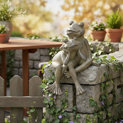Braxio Frog Statue Outdoor Garden Decor - Large Lifelike Sitting Frog Sculpture for Patio, Yard, Pond, Realistic Garden Figurines, Resin Art Gifts 6.7 x 8 x 11 Inches
