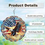 American Eagle Wind Spinner Outdoor, USA 250th Anniversary Wind Chime, 8 Inch 3D Metal Garden Wind Spinner, Stainless Steel Patriotic Yard Hanging Decor Gift