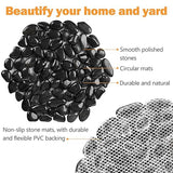 River Rock Stepping Stones Outdoor for Garden Walkway, 12 inch 6 Pcs Hexagon Shape Paver Step Stones Polished Pebble River Stone Mat for Yard Lawn Patio Pathway Walk Way - Black
