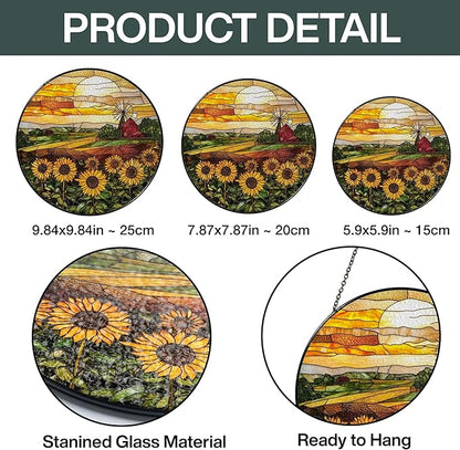 Sunflower Stained Glass Suncatcher Window Hanging Decor, Birthday, Mothers Day, Christmas Sunflower Gifts for Women Adults, Friends, Sisters, Teachers, Home Decors for Window, Kitchen, Garden, Patio